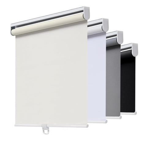 AOSKY front view of ivory roller shade showing full blackout and clean look