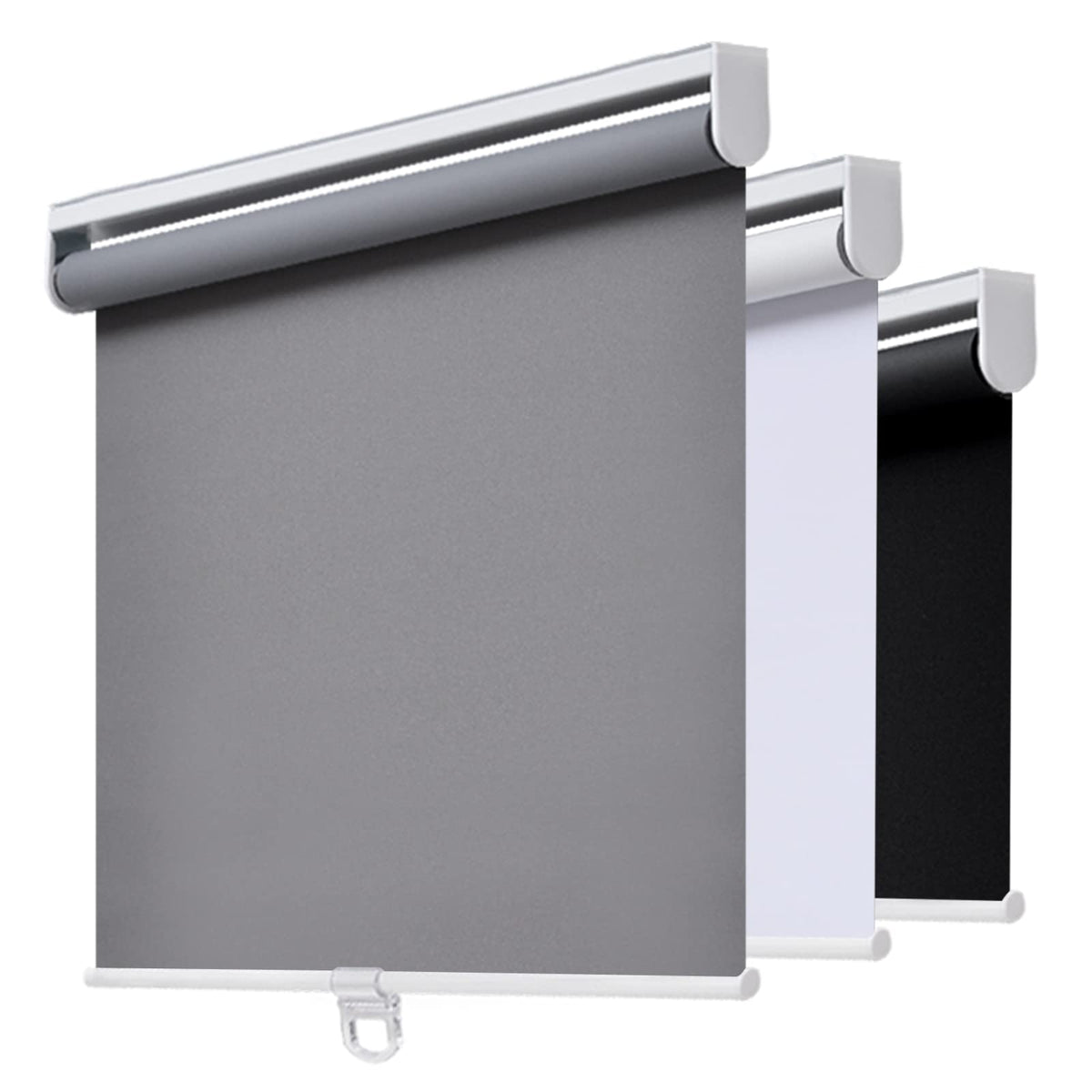 AOSKY front view of grey cordless roller shade offering full blackout
