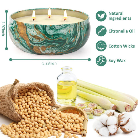 Aottom close-up of soy wax and triple wicks highlighting even burn benefit