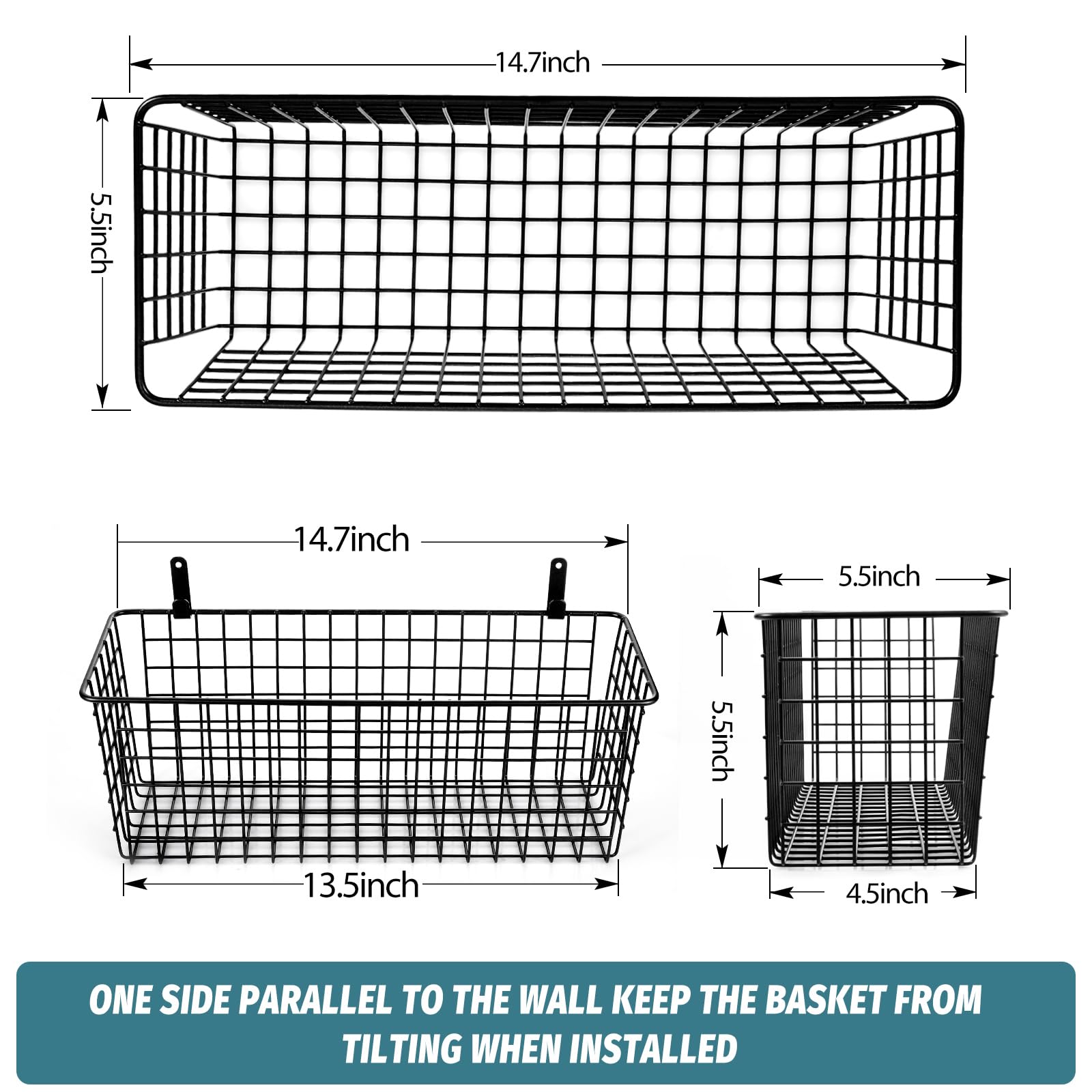 AOZITA basket hung in kitchen holding fruits and jars for countertop clearing