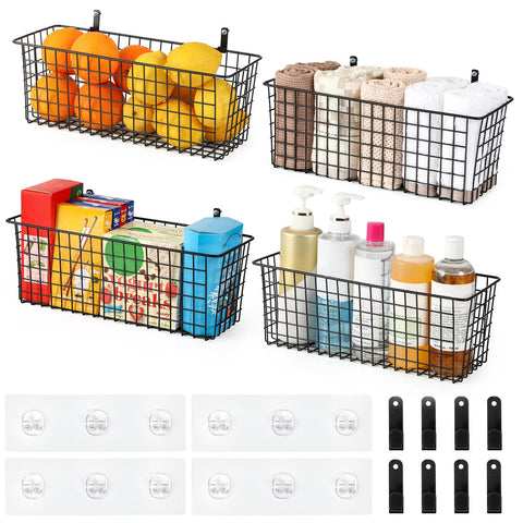AOZITA bathroom setup with baskets storing toiletries for neat organization