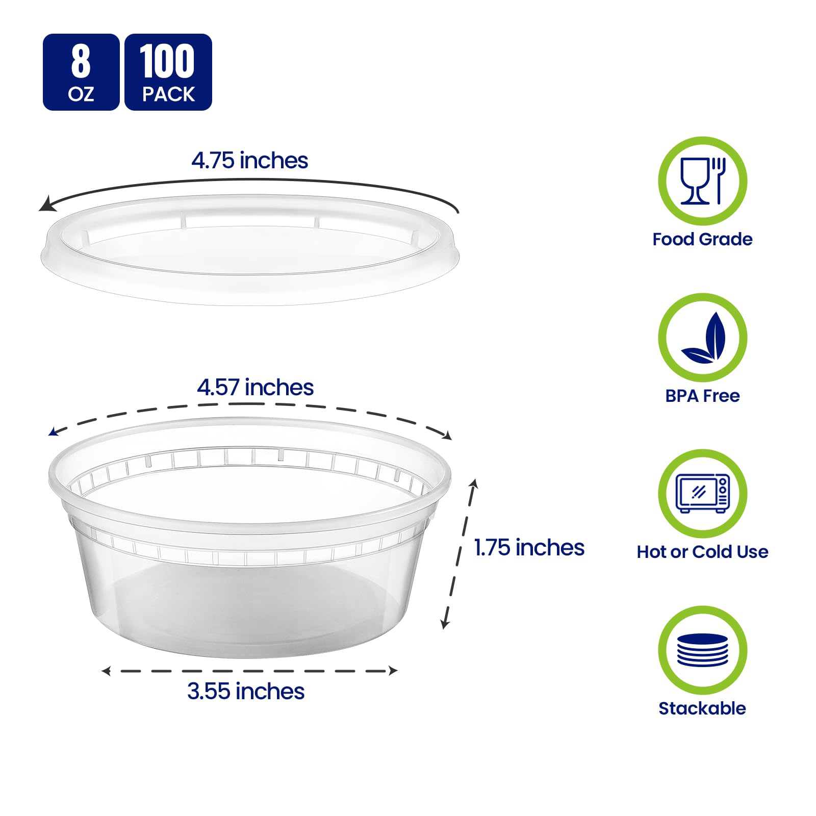 AOZITA close-up of an 8 oz container with lid closed demonstrating airtight protection