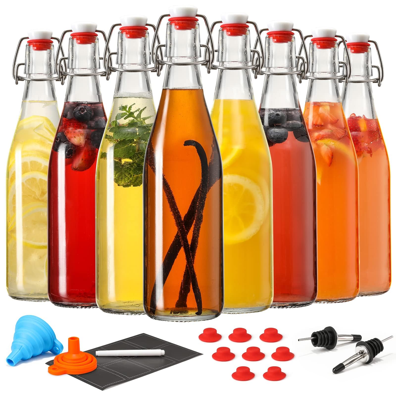 AOZITA front pack of 8 swing top bottles showing complete kit benefits