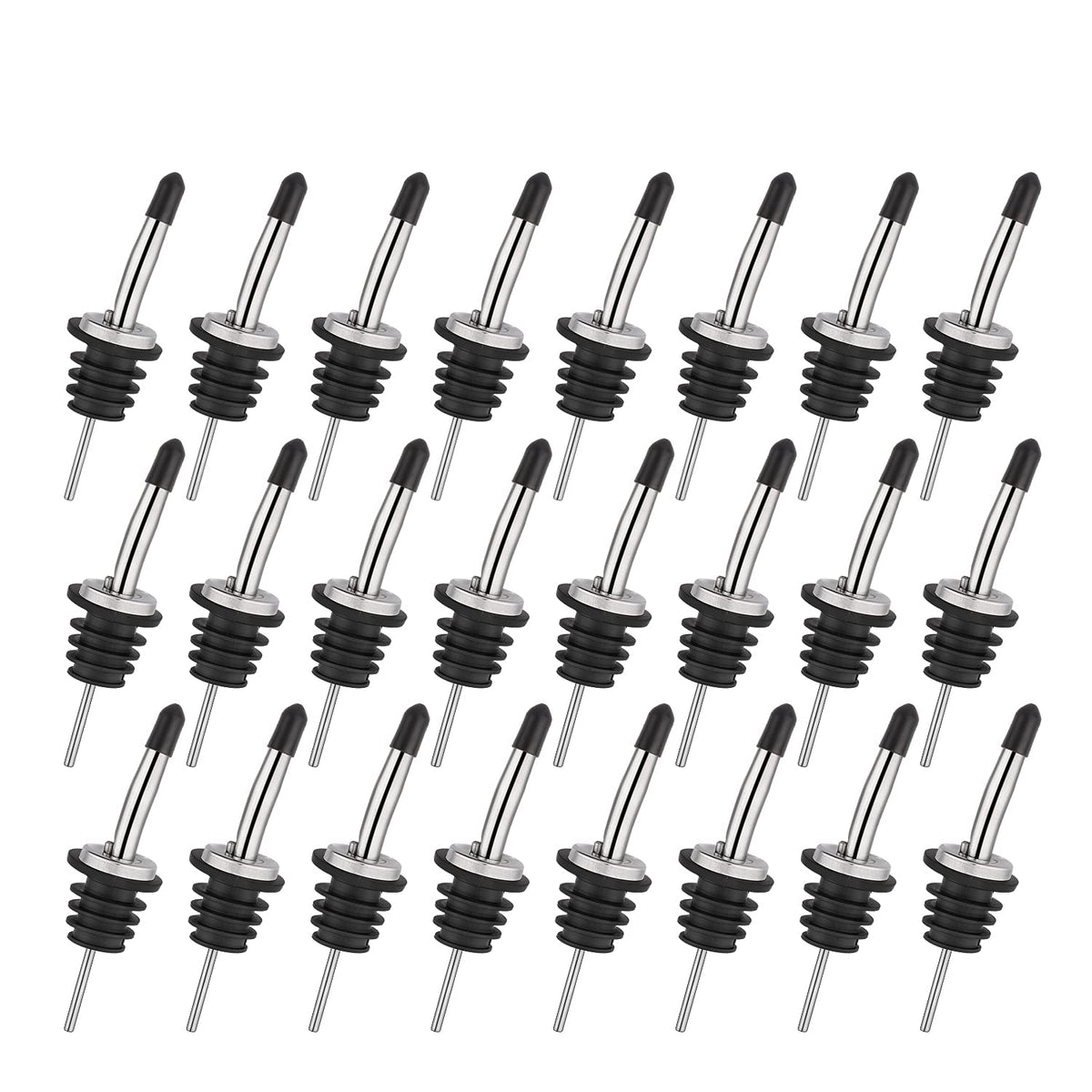 AOZITA front pack showing 48 stainless pourers and caps, durable storage benefit