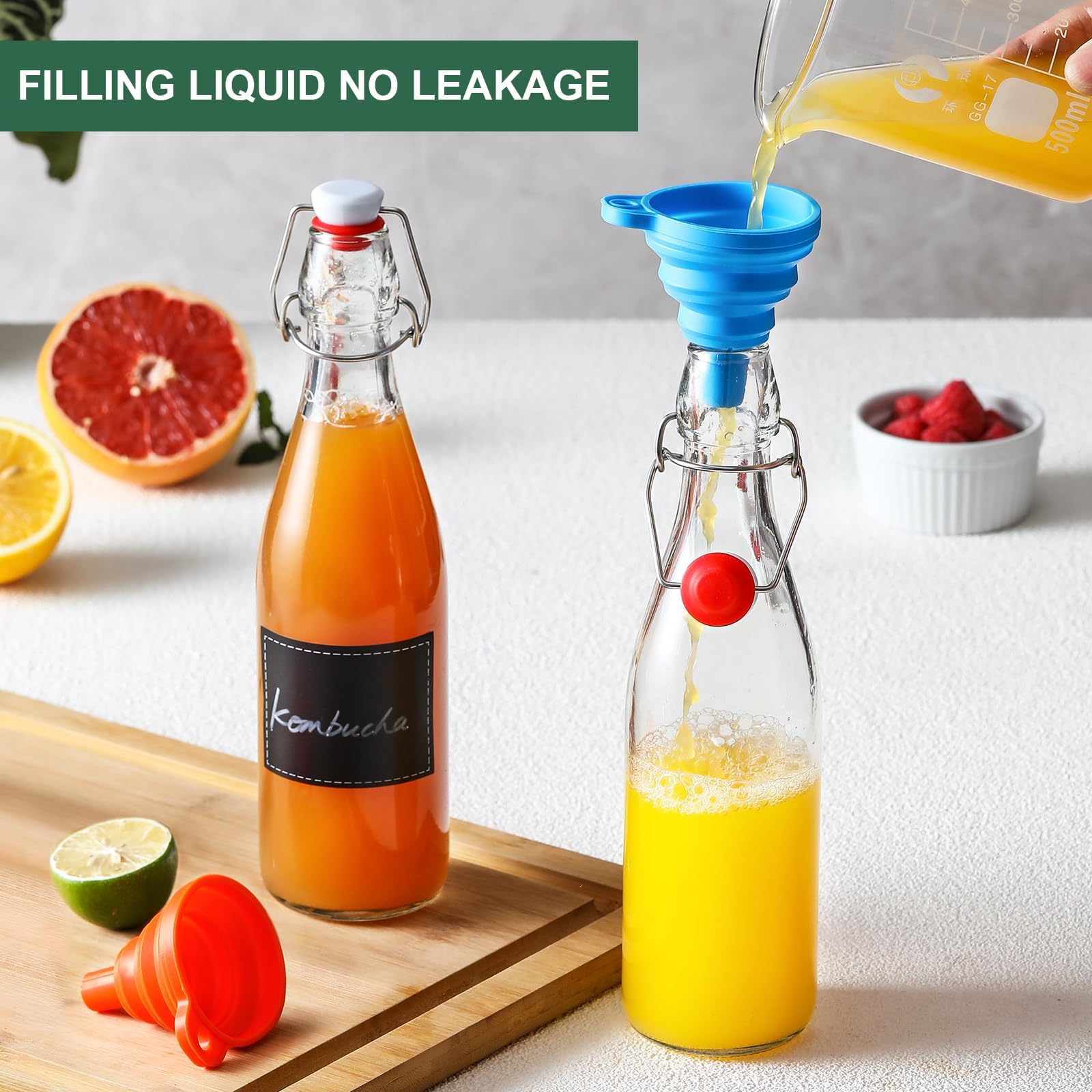 AOZITA pair of food-grade funnels and pourers for spill-free filling