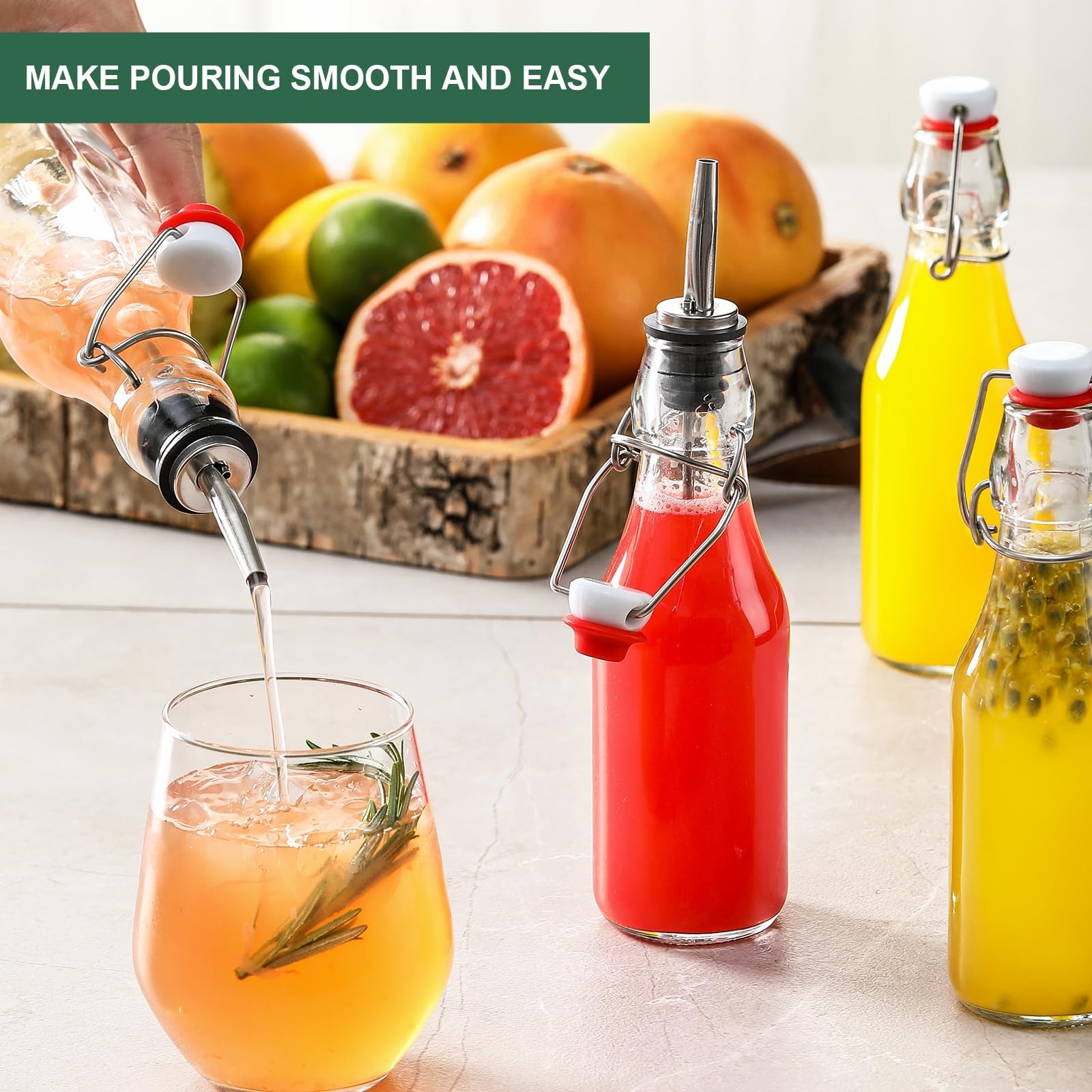 AOZITA pourers and silicone funnels in use to speed and reduce spills