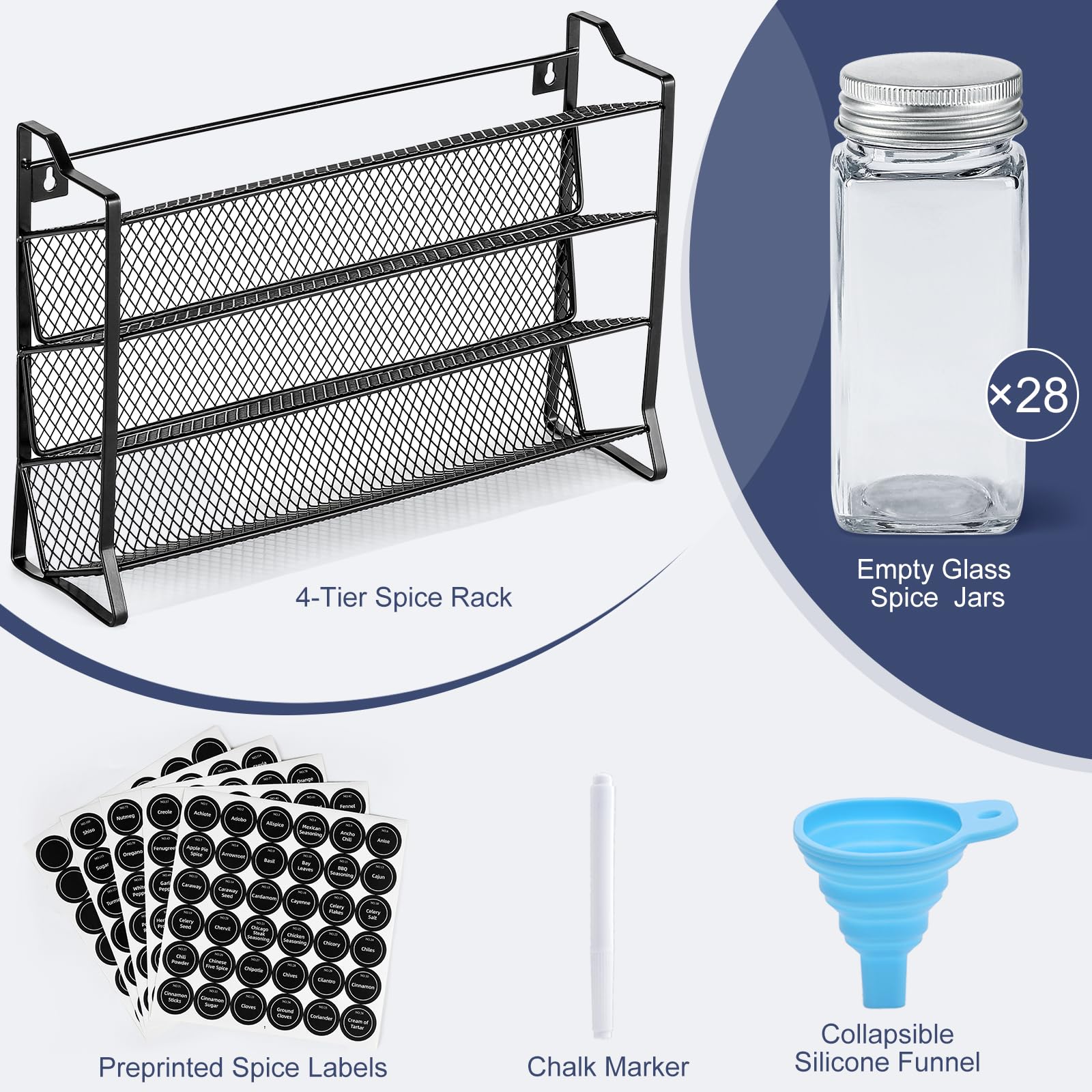 AOZITA close-up of clear glass jars with silver dual-function lids for precise pouring