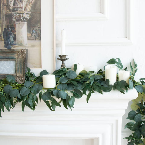 Apeair eucalyptus garland draped on wedding arch creating instant backdrop benefit
