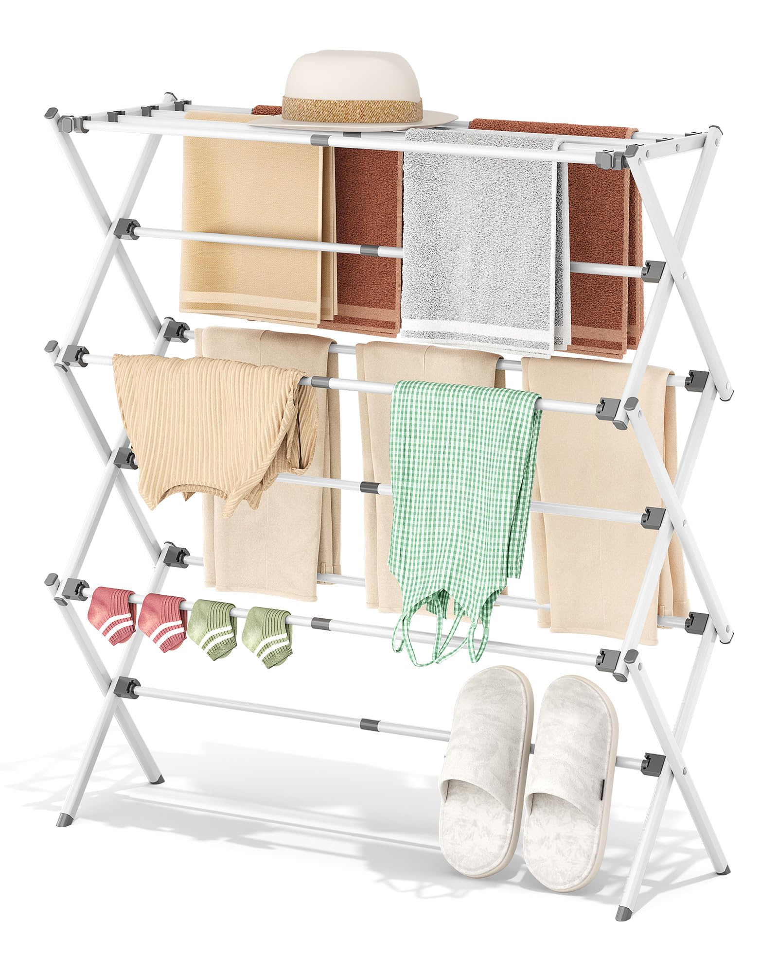 APEXCHASER front view of three-tier rack showing compact drying benefit