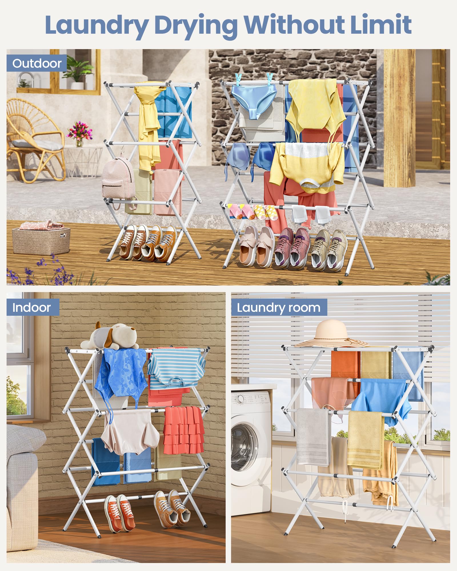 APEXCHASER set up on a patio for outdoor air-drying convenience