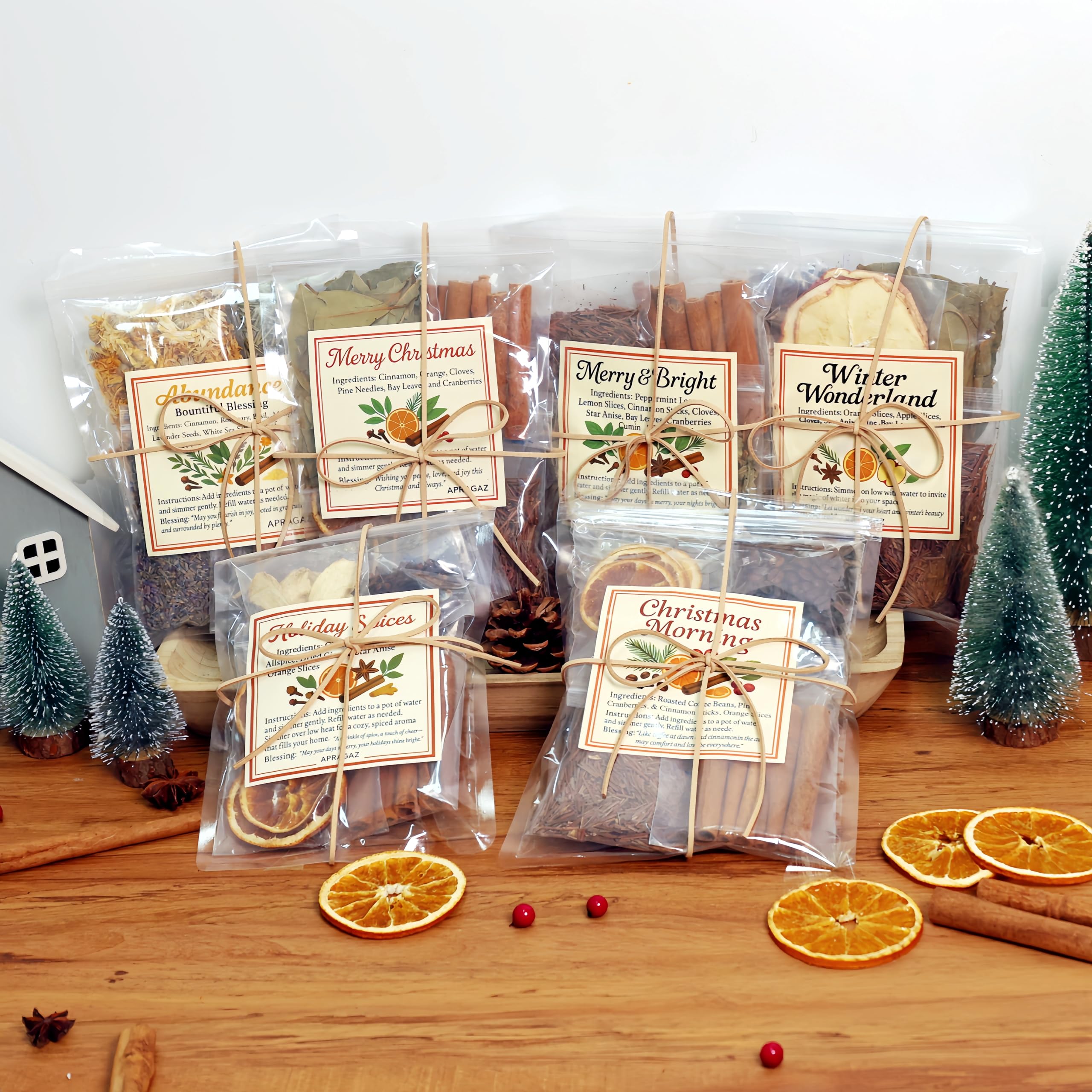 apragaz front packaging showing six simmer pot sachets and festive display benefit: easy gifting