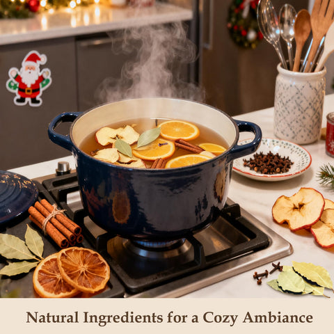 Apragaz seasonal table setting showing simmer pot mix used for holiday warmth