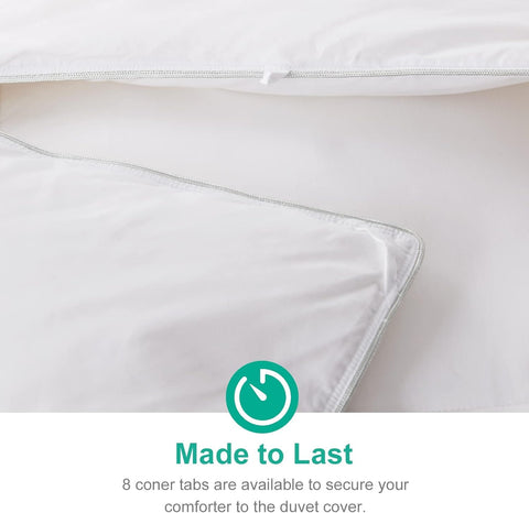 APSMILE corner tabs with silver piping showing secure duvet attachment and tidy finish