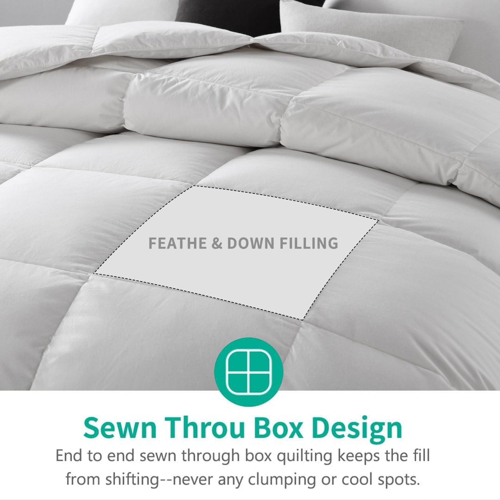 APSMILE comforter styled on king bed demonstrating oversized drape and aesthetic
