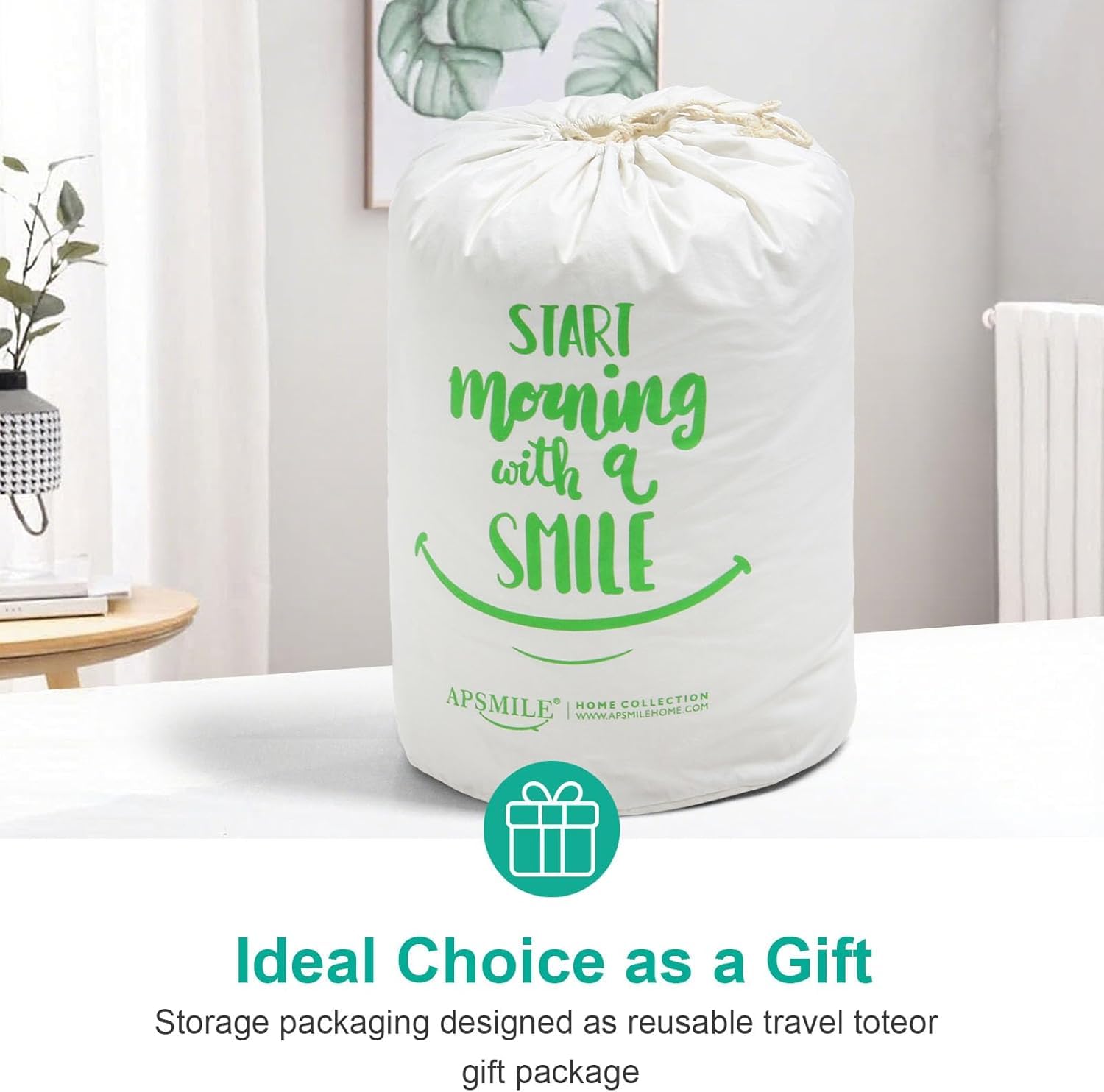 APSMILE king comforter on a made bed showing generous coverage and polished appearance