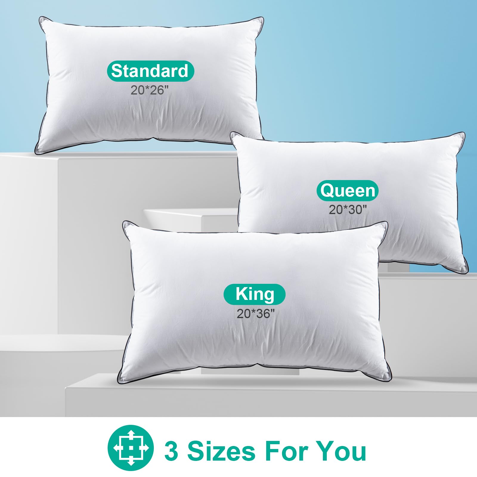 APSMILE two pillows stacked, hotel-style look and durability