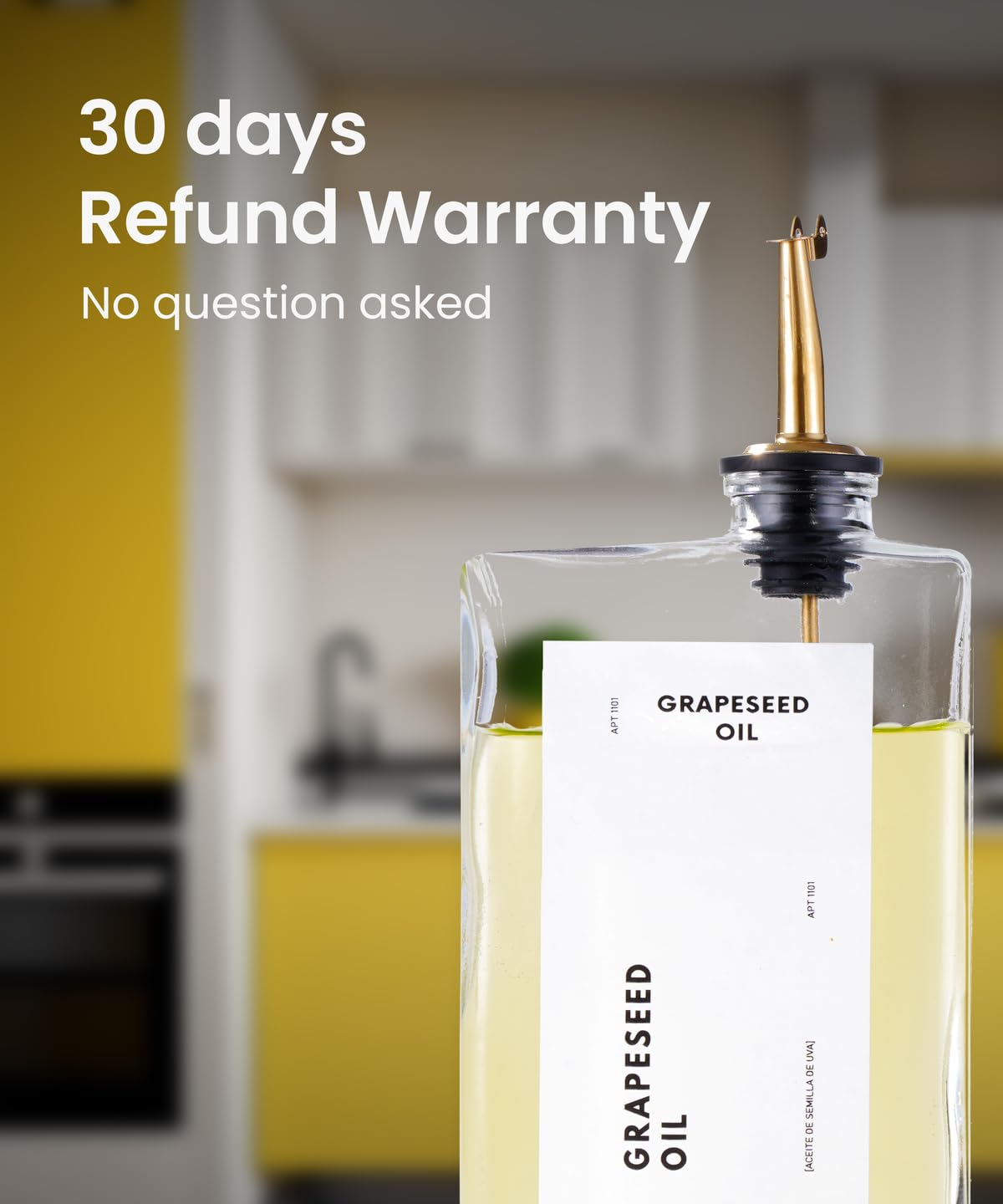 APT 1101 clear glass bottle showing contents for quick identification benefit
