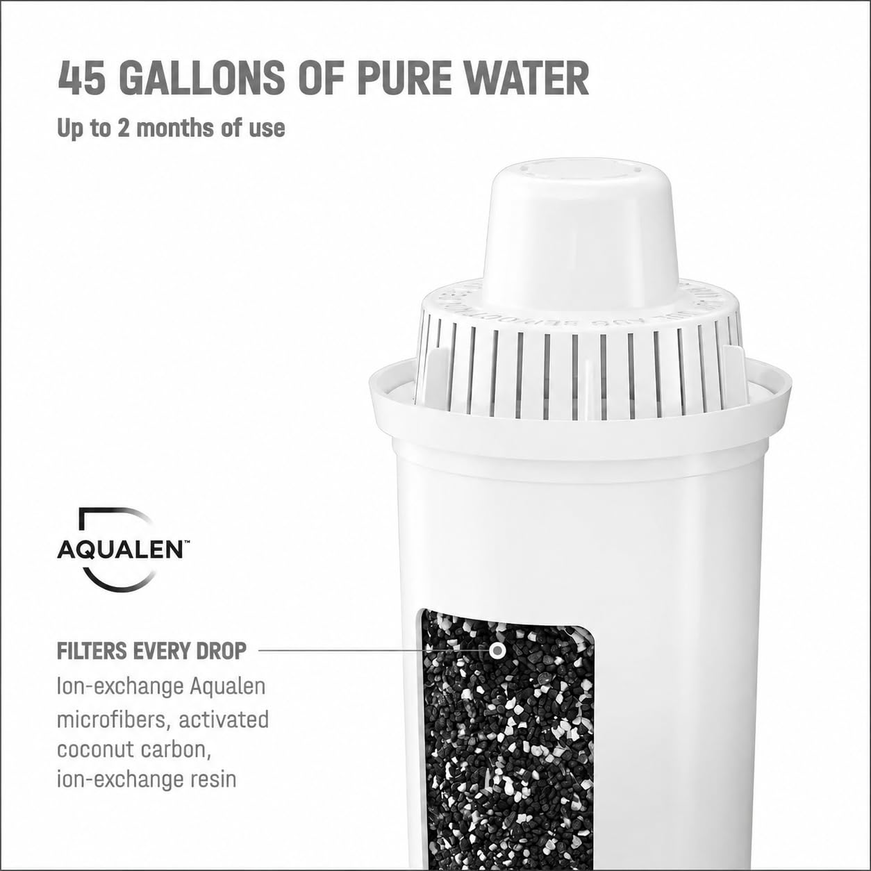 AQUAPHOR Opal next to a glass to show pitcher scale and family-sized capacity