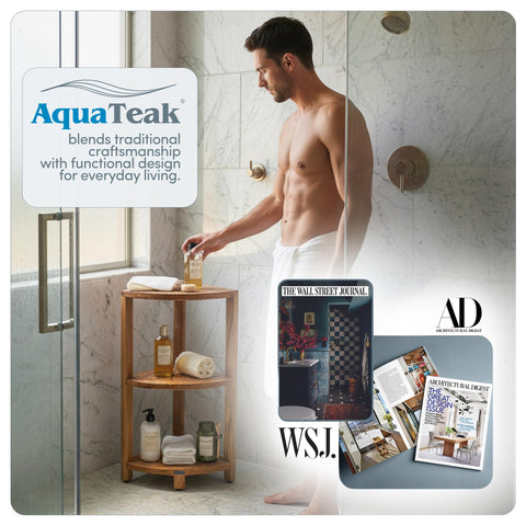 AquaTeak rubber feet focused on adjustable non-slip stability benefit
