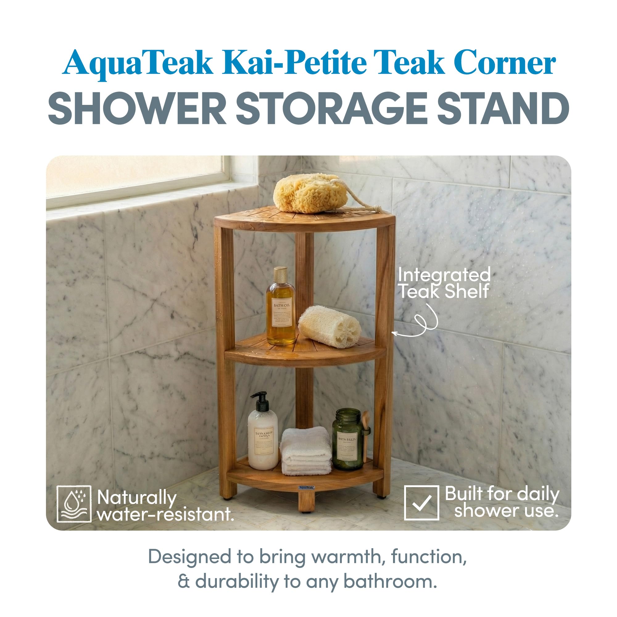 AquaTeak side profile highlighting slim corner fit and space savings