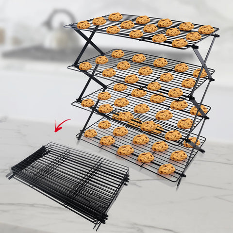 Arbelle front view of 4-tier cooling rack showing full expanded capacity and neat tiers
