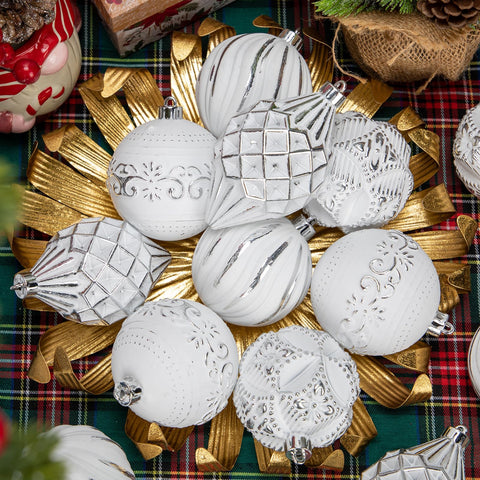Arborus ornaments hung on a Christmas tree creating elegant shimmer and family-safe décor