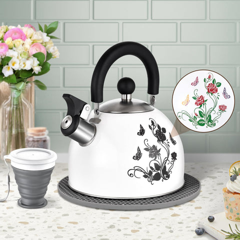ARC kettle front view showing white stainless steel and colorful finish benefit: stylish countertop appeal