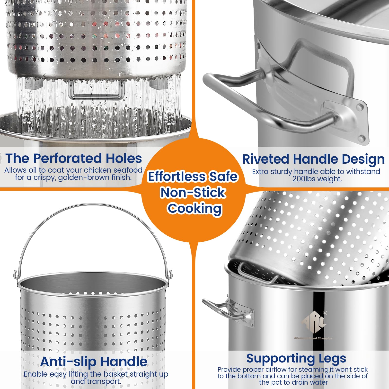 ARC lift hook removing basket for safer handling and splash protection
