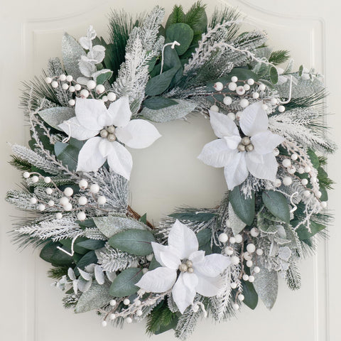 ArcadiaArt wreath beside door frame showing true 24-inch scale and fit
