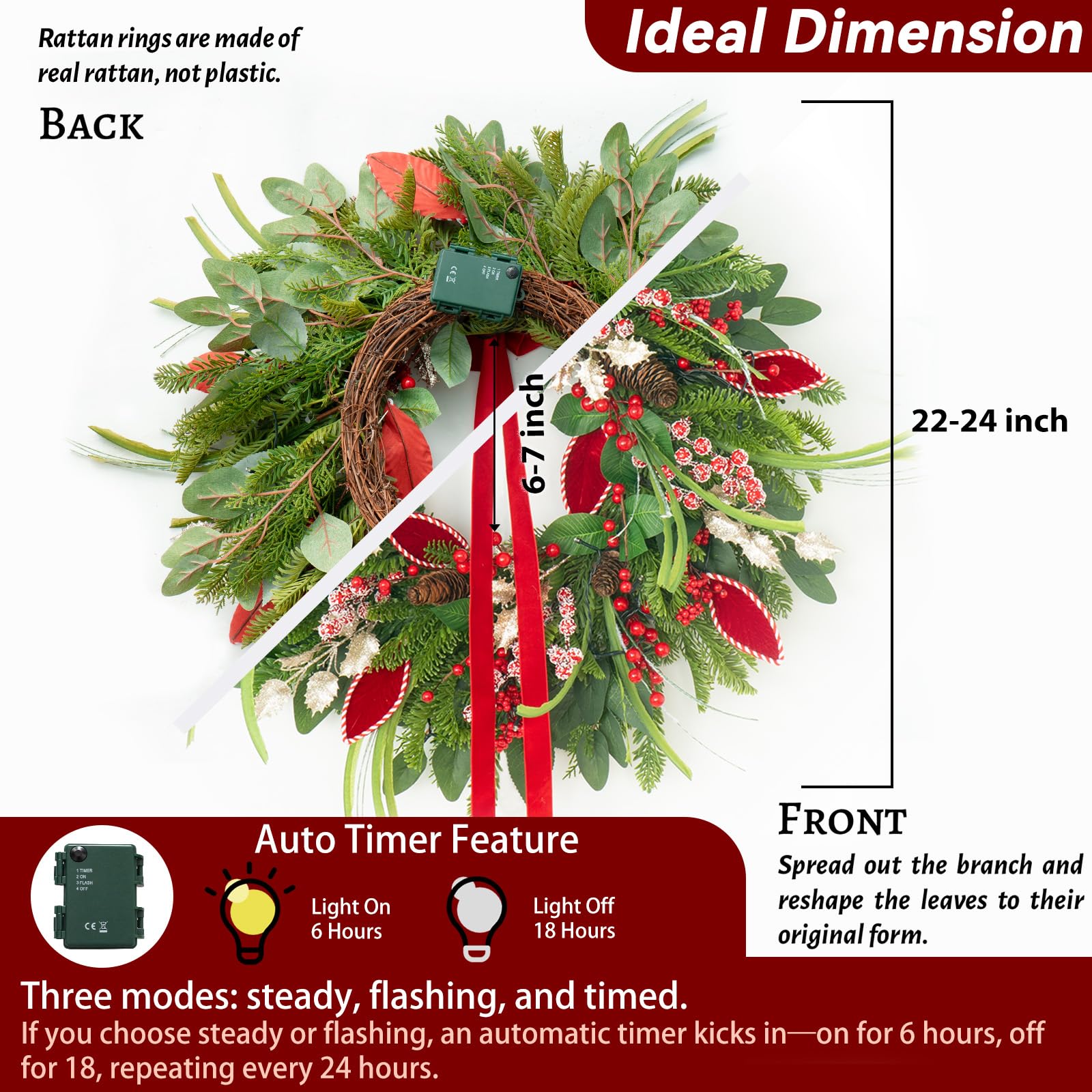 ArcadiaArt red berries and ribbon highlighting vibrant color for holiday contrast