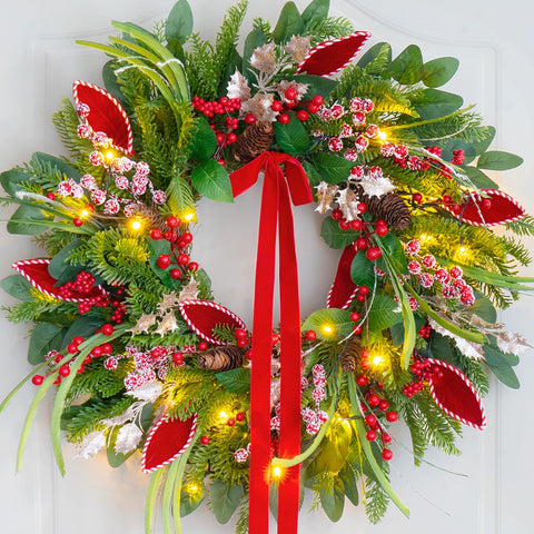 ArcadiaArt wreath next to ruler showing 24-inch scale for sizing clarity