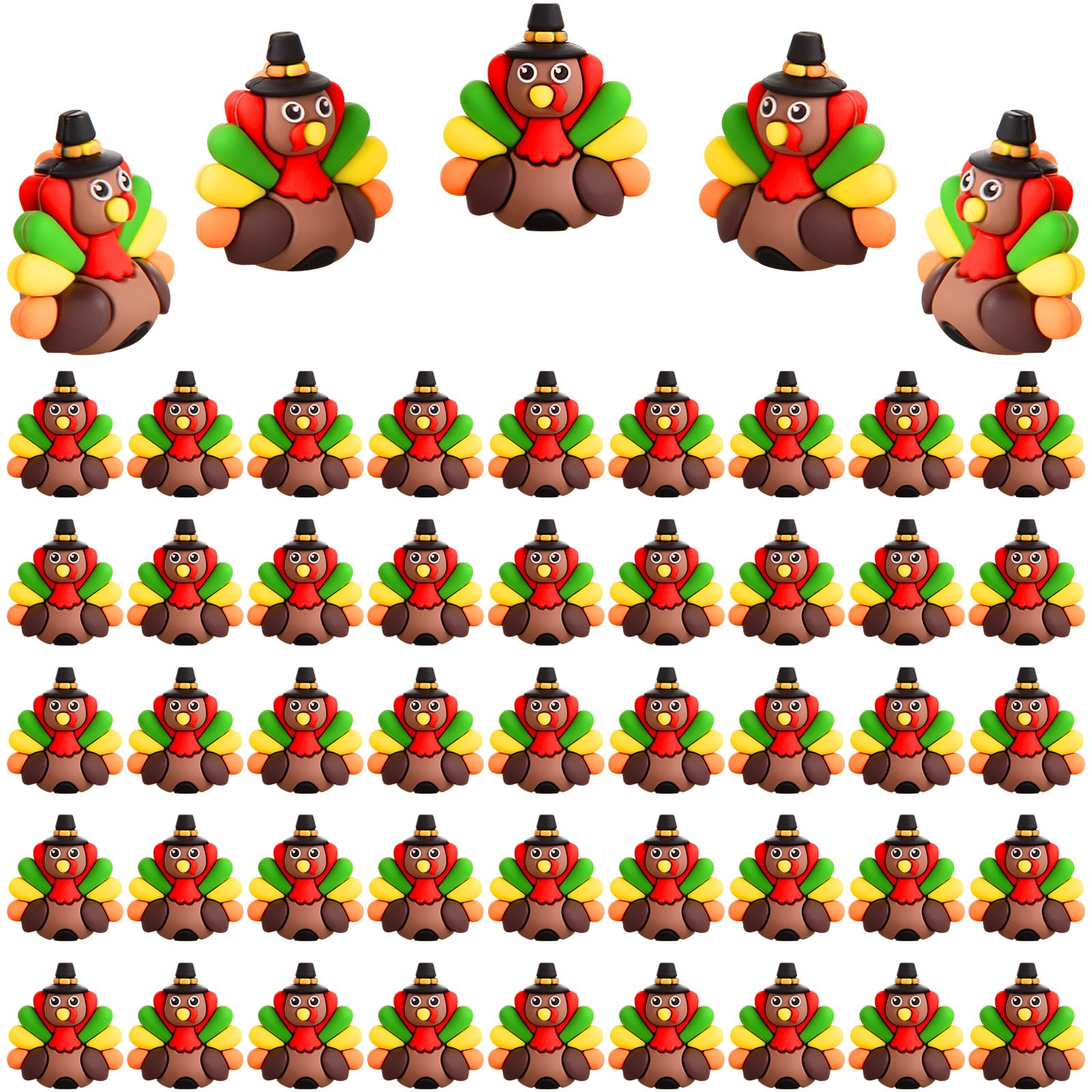 ARCHCRTC front view of mini turkey figurines pack showing colorful fall design and quantity
