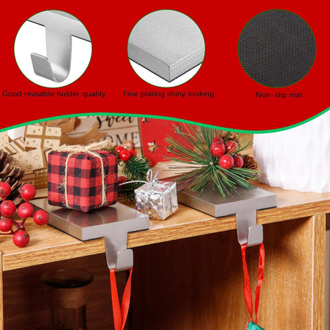ARCHCRTC in-use mantel display with stockings showing secure hang and festive arrangement