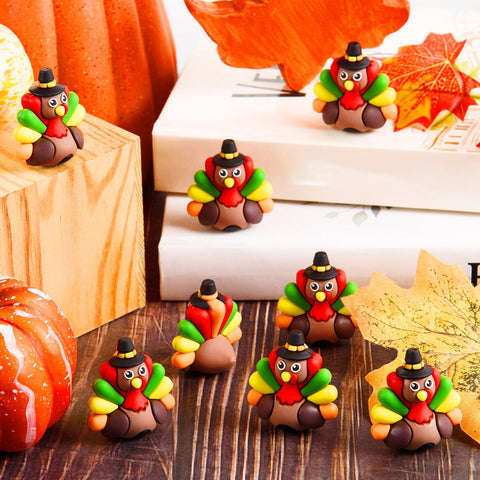 ARCHCRTC layered tray vignette with mini turkeys creating seasonal centerpiece accents