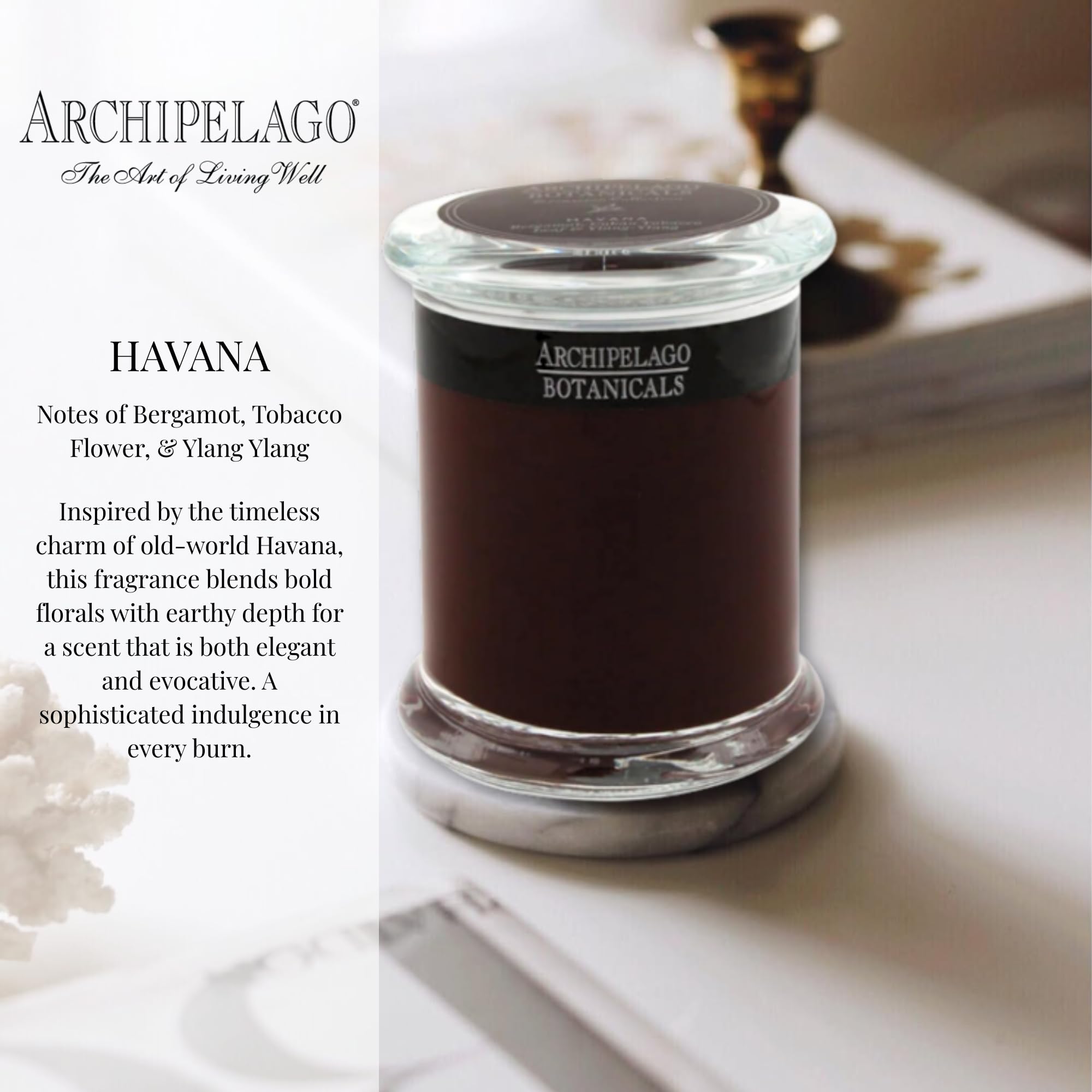 Archipelago Botanicals Havana apothecary jar detail highlighting glass finish benefit: reusable container