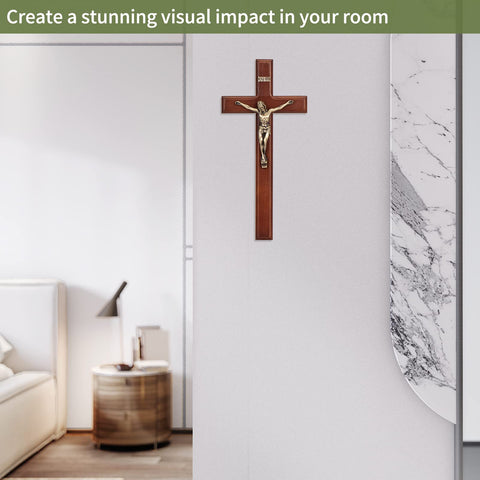ARCHOBAN crucifix mounted in living room showing devotional decor benefit