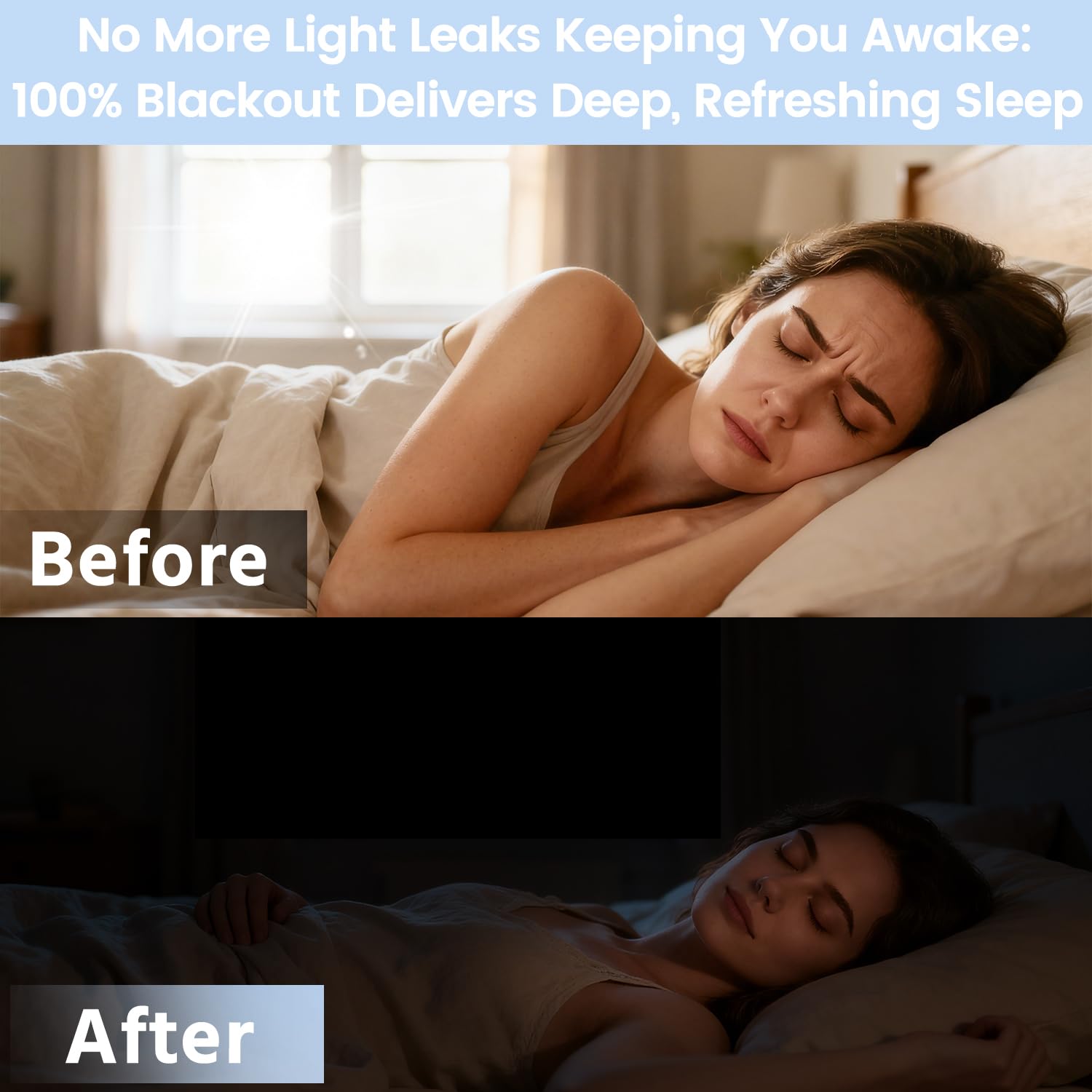 Arciveberg installed in bedroom illustrating complete darkness and privacy