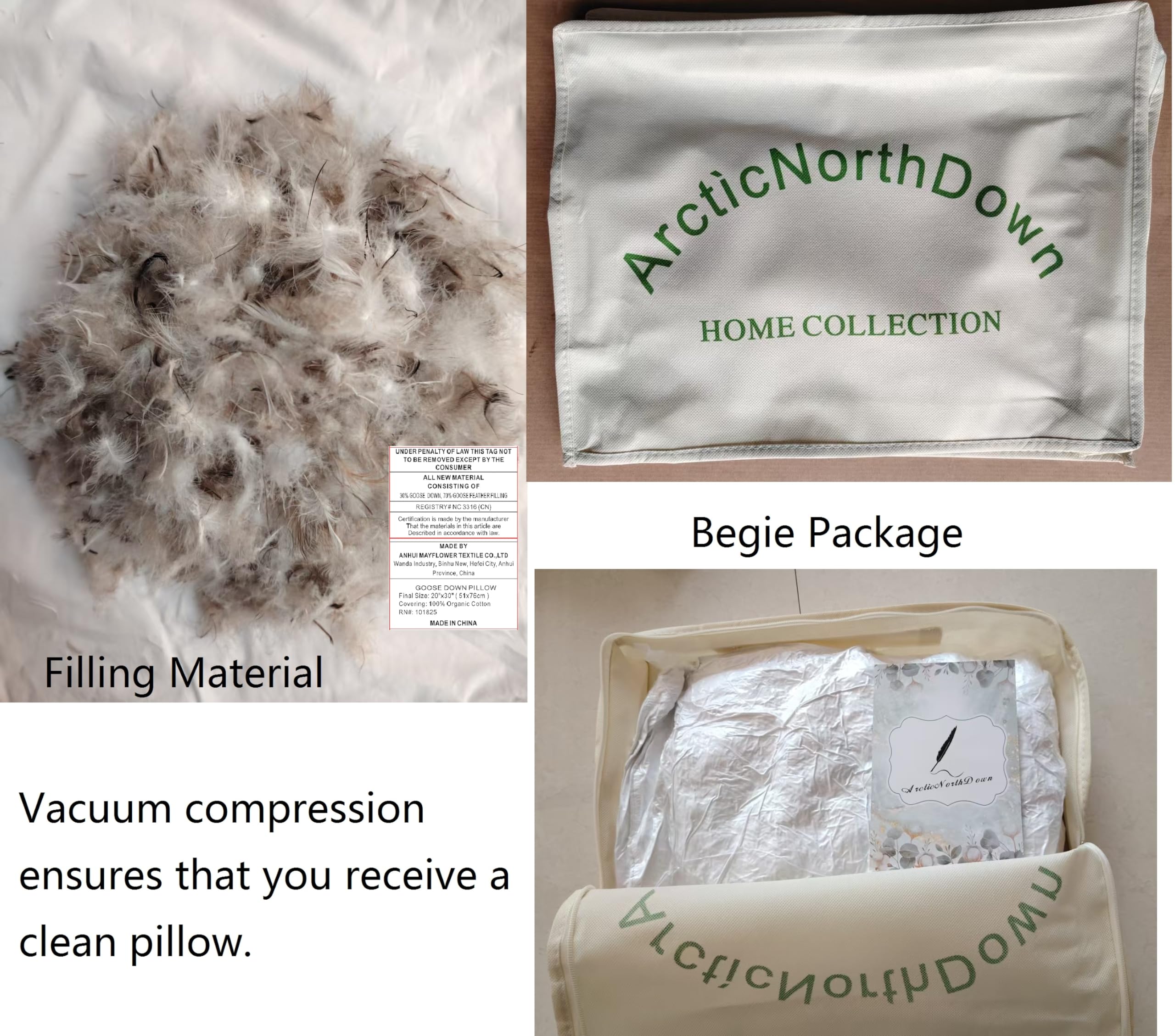 ArcticNorthDown cotton cover close-up highlighting 300TC stripe fabric and breathable comfort