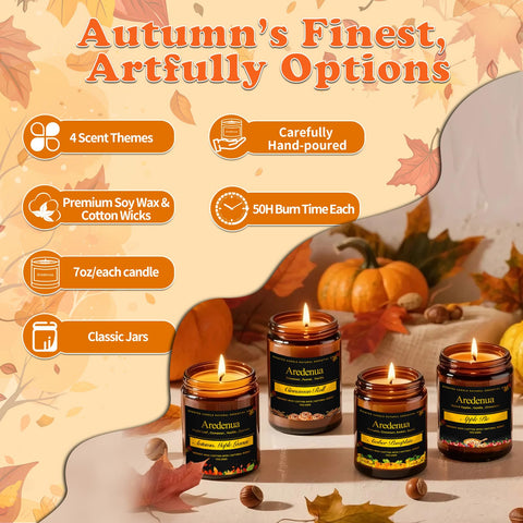 Aredenua candles on dining table setting enhancing Thanksgiving atmosphere