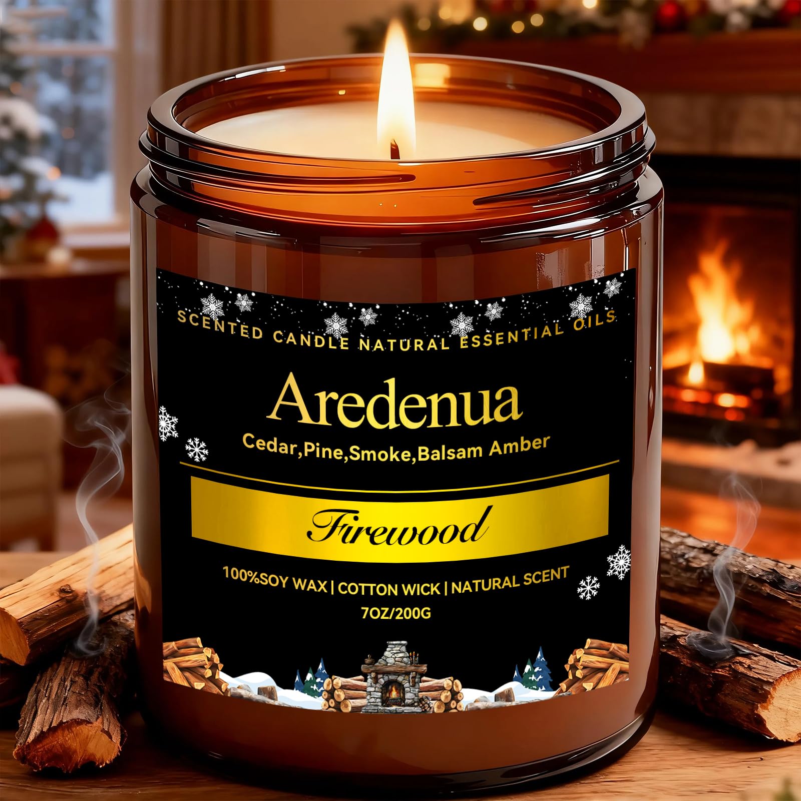 Aredenua candle shown with hand for scale to communicate 28 oz size and home-ready portion