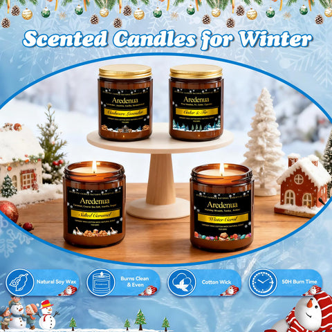 Aredenua Cedar Fir candle styled among evergreen branches, adding festive fresh-tree benefit