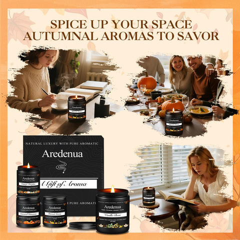 Aredenua four-candles set styled in living room offering cozy decor