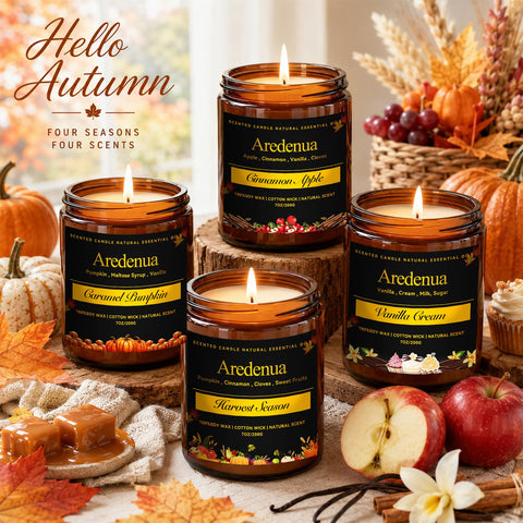 Aredenua pumpkin candle close-up showing textured wax and cozy fragrance