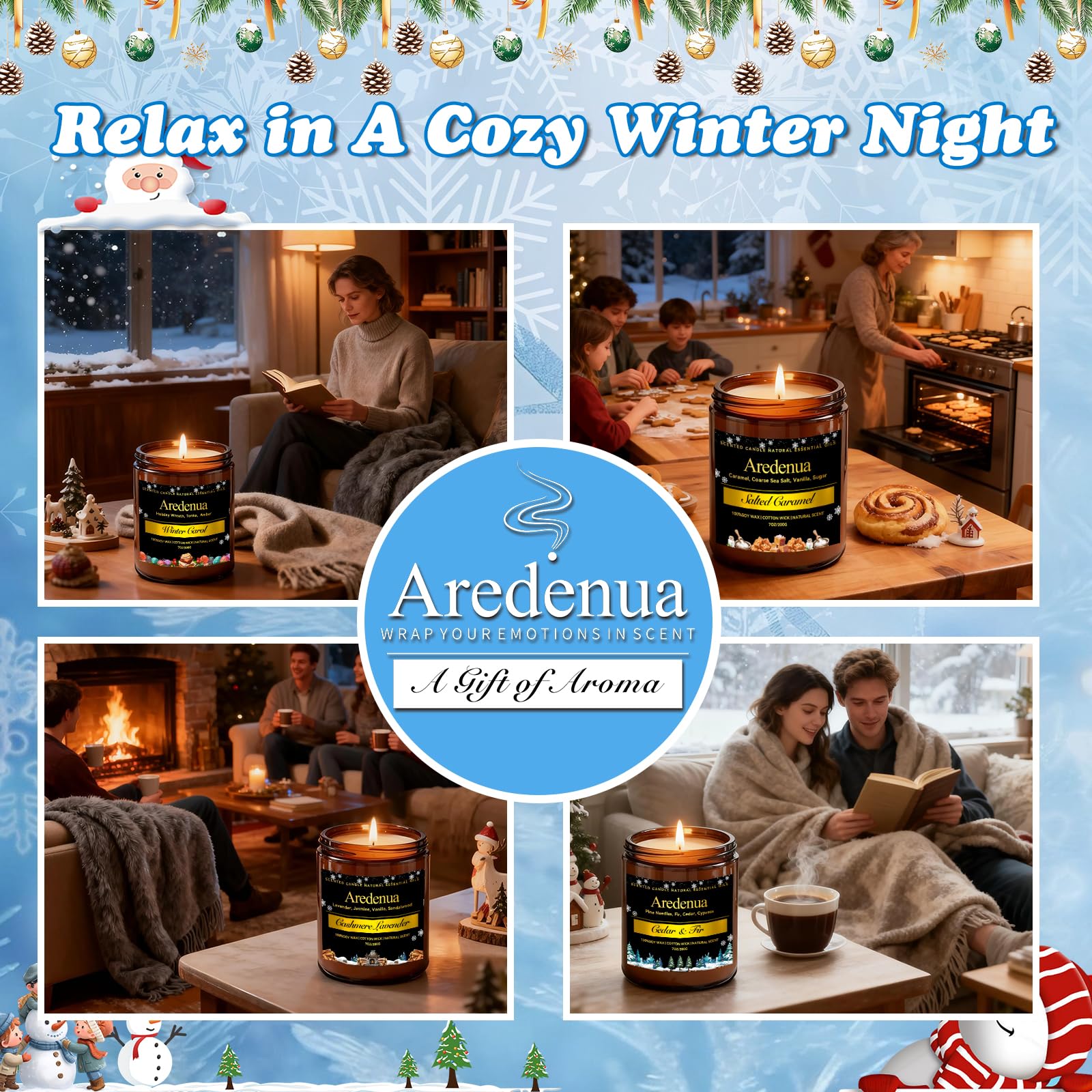 Aredenua Salted Caramel candle on kitchen counter suggesting sweet, comforting dessert aroma
