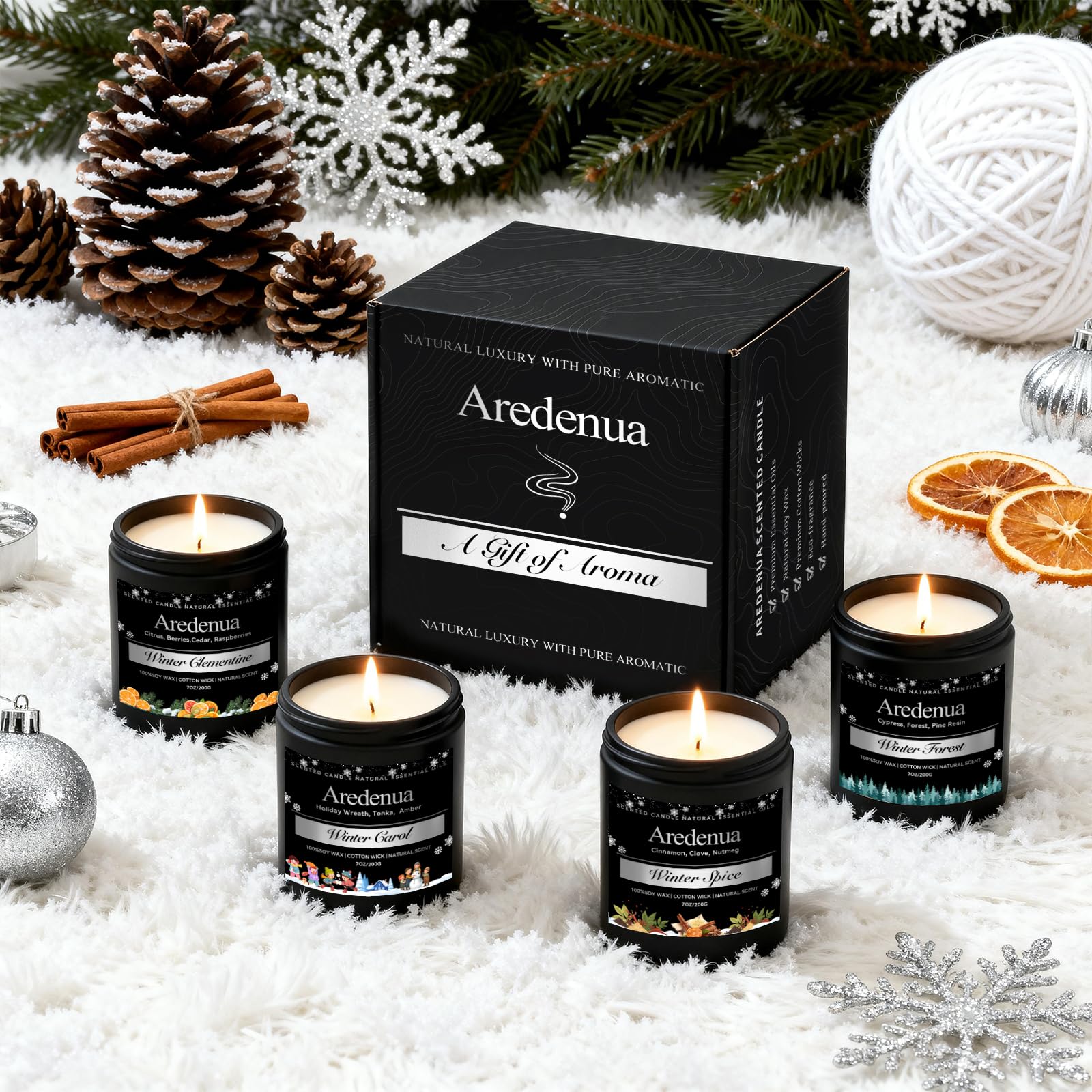 Aredenua candle wick close-up showing clean burn and smooth wax for long-lasting scent