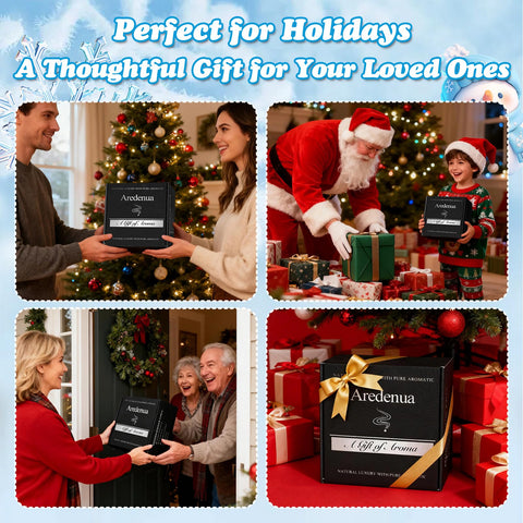 Aredenua Winter Forest candle beside a Christmas tree delivering evergreen scent depth