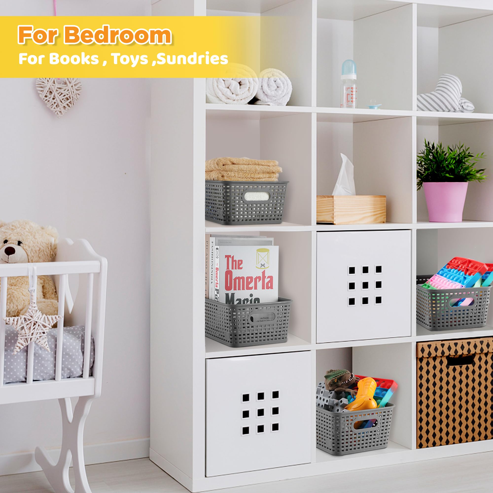 AREYZIN bin beside ruler showing exact dimensions for shelving fit
