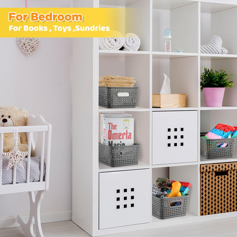AREYZIN bin beside ruler showing exact dimensions for shelving fit