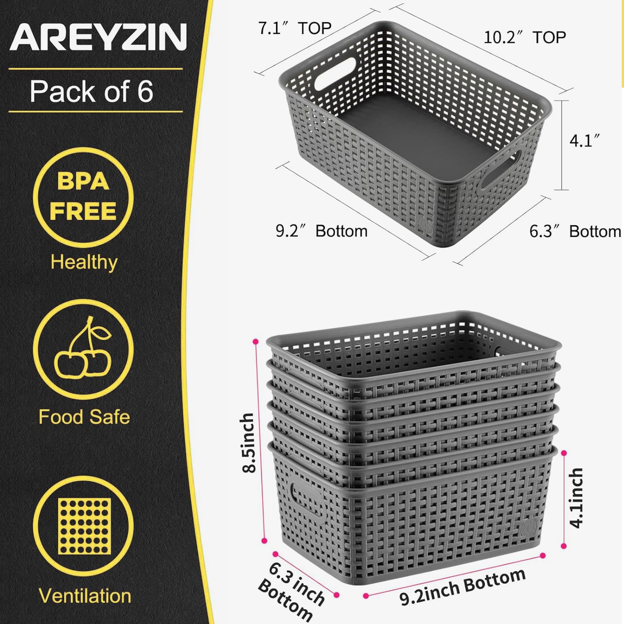 AREYZIN woven-texture detail highlighting durable plastic weave and clean look