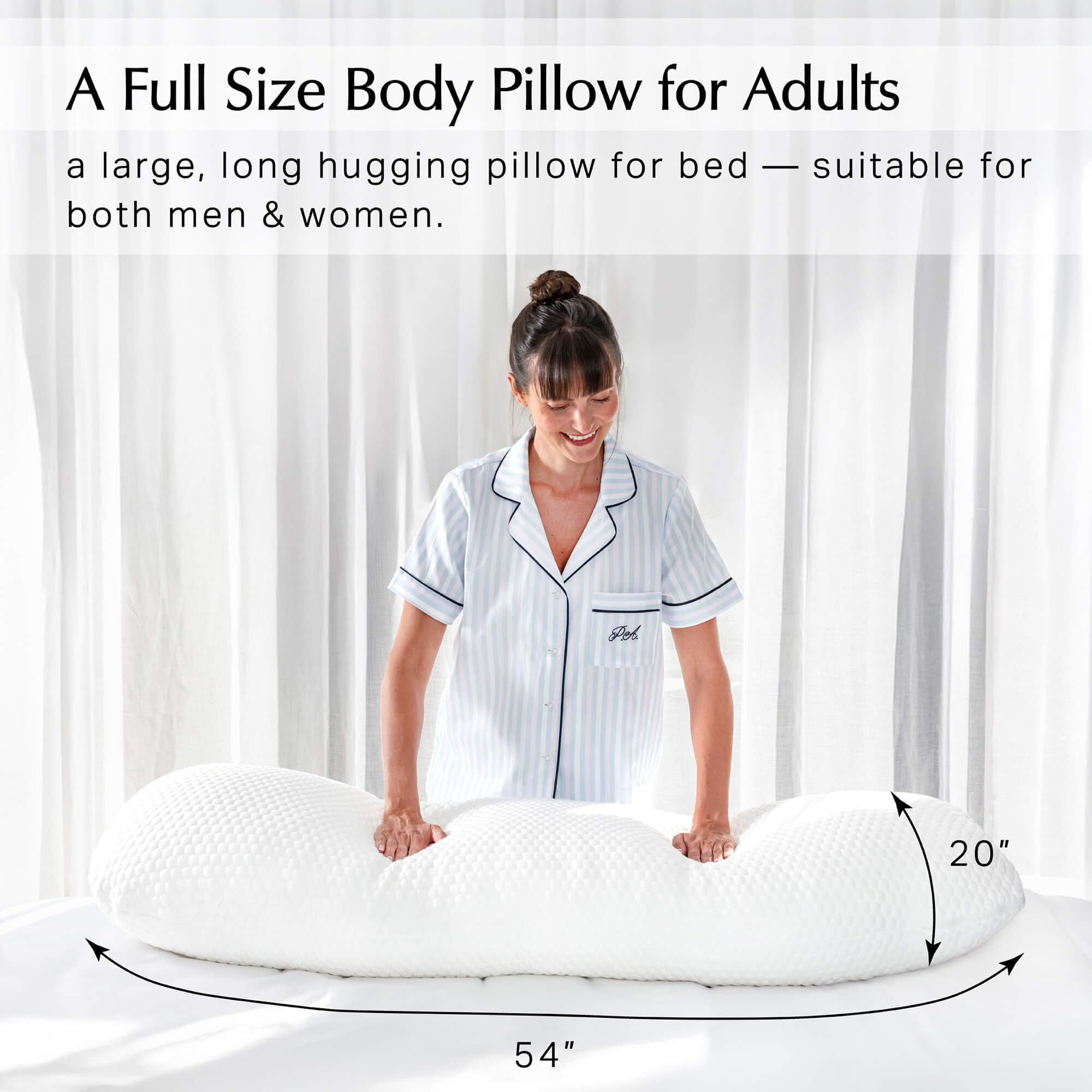 Aricove demonstrating knee placement between pillow to reduce hip pressure
